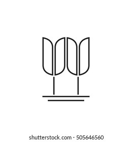 Sprout vector illustration isolated on white background, seed sprouting logo element, growing sprouts with leaves symbol, ear of wheat, spikelet line outline style