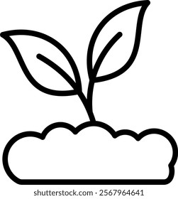 Sprout Vector Lineal Icon On White Background.