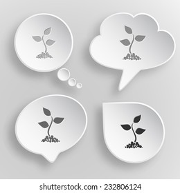 Sprout. White flat vector buttons on gray background.
