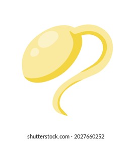 Granos brotados. Granos de soja blanca con raíces. Detox y antioxidante. Dieta saludable y súper comida. Ilustración de dibujos animados planos aislados en blanco