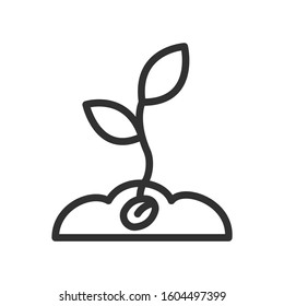 Sprouted grain, linear icon. Editable stroke