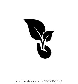 Sprouted Grains, Microgreen Sprout. Flat Vector Icon illustration. Simple black symbol on white background. Sprouted Grains, Microgreen Sprout sign design template for web and mobile UI element