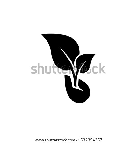 Sprouted Grains, Microgreen Sprout. Flat Vector Icon illustration. Simple black symbol on white background. Sprouted Grains, Microgreen Sprout sign design template for web and mobile UI element