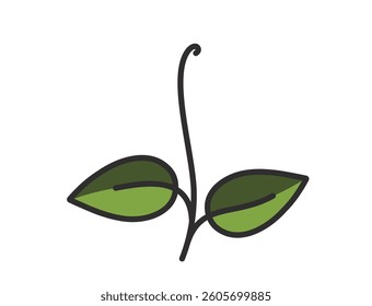 Sprouted plant illustration in green colors. Spring, planting and nature design element. Isolated vector image