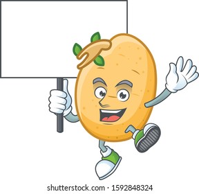 Sprouted potato tuber cute cartoon character style bring board