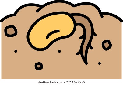 Semilla germinada en el suelo Ilustración Vector