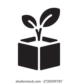 A sprouting plant emerging from an open box representing growth and new beginnings