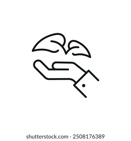 Sprouting plant icon. A minimalist vector illustration of a young plant emerging from the soil, symbolizing new life, growth, and sustainability. Perfect for use in agriculture. Vector illustration