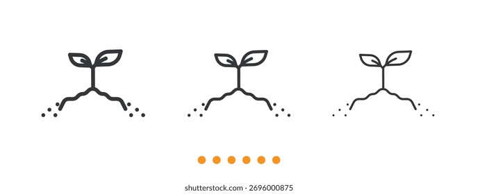 Icono de Naturaleza de plántulas germinadas. Vector de icono de línea delgada