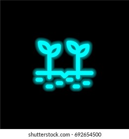 Sprouts blue glowing neon ui ux icon. Glowing sign logo vector