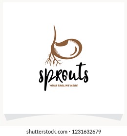 Sprouts Hand Drawn Logo Design Template