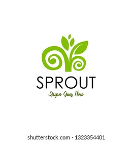 Sprouts logo vector. Organic logo template