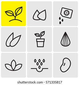 Sprouts and seeds icons