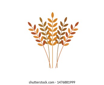 Sprouts in wheat grains (bread). Nature and food. Vector illustration. Icon.