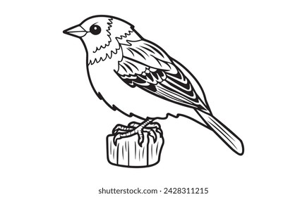Sprrow bird vector cartoon on tree