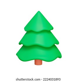 Spruce 3d icon. coniferous evergreen tree. Isolated object on transparent background