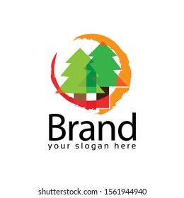 Spruce abstract logo. Colorful spruce. Vector Illustration on black background