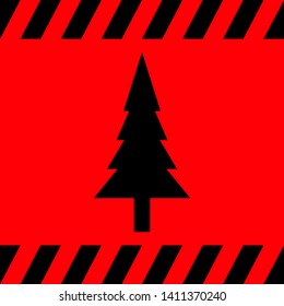 Spruce black on a red background, vector illustration for design.