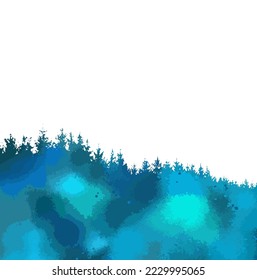Spruce blue forest silhouette background . Vector illustration