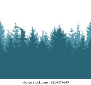 Spruce blue forest silhouette. Vector illustration