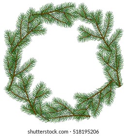 Spruce Branches. Hand drawn. vector illustration. Design element for winter, nature designs. decoration, winter holiday, design, new year's eve. celebratory wreath,