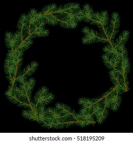 Spruce Branches. Hand drawn. vector illustration. Design element for winter, nature designs. decoration, winter holiday, design, new year's eve. celebratory wreath,