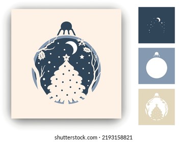 Spruce in Christmas ball. layers have different colors. Vector illustration