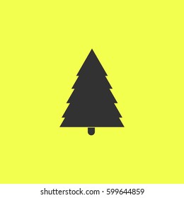 Spruce christmas tree icon flat. Black pictogram on white background. Vector illustration symbol and bonus button