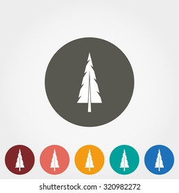 Spruce, christmas tree. Icon for web and mobile application. Vector illustration on a button. Flat design style.