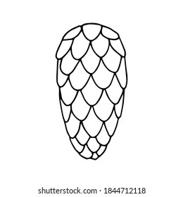 Elemento de diseño de cono prudente. С concepto de naturaleza. Ilustración vectorial dibujada a mano en el dibujo de esquema de estilo doodle aislado en fondo blanco.