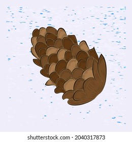 Spruce cone, handmade - vector. Happy New Year. Christmas