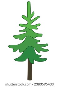 Spruce, coniferous evergreen tree - vector full-color image. Christmas tree, stylized image of a plant.