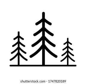 spruce coniferous tree icon shape silhouette. Camping nature logo symbol sign. Vector illustration image. Isolated on white background.