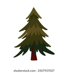 Spruce, evergreen tree Vector illustration in flat style element. Christmas and New Year. 