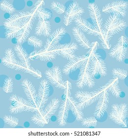 Spruce. Fir. New Year decoration. Decorated pine branches. Hand drawn. vector illustration. Design element for winter. winter holiday. Fir tree branches. Coniferous sprouts. Seamless. 