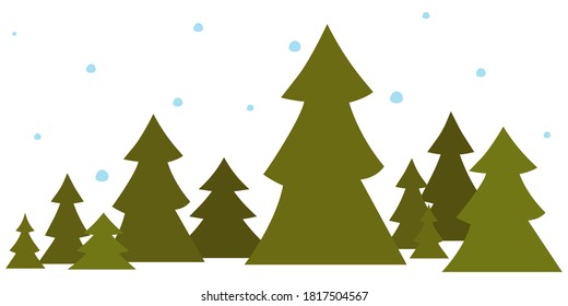 Spruce forest in flat style. Beautiful christmas background.