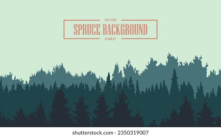 Spruce forest illustration.Spruce forest silhouette.