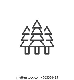 Spruce forest line icon, outline vector sign, linear style pictogram isolated on white. Evergreen conifer tree symbol, logo illustration. Editable stroke