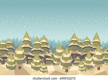 Spruce forest seamless background, winter, snow