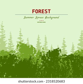 Spruce forest silhouette.Spruce tree silhouette. Pine tree silhouette