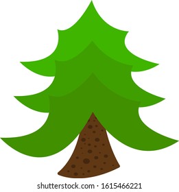 spruce forest tree with brown trunk and round patterns environment concept object on white background