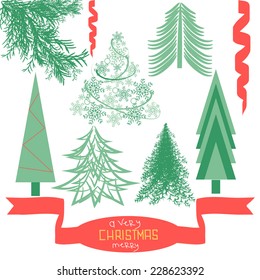 Spruce green. set. White background.