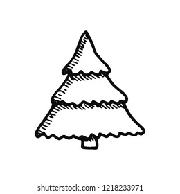 spruce icon. isolated object sketch black on white background.