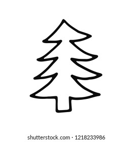 spruce icon. isolated object sketch black on white background.