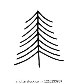 spruce icon. isolated object sketch black on white background.