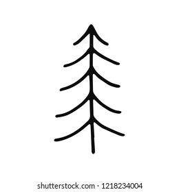 spruce icon. isolated object sketch black on white background.
