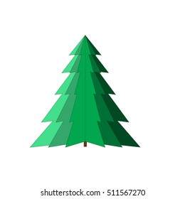 Spruce isolated. Silhouette design green tree on white background. Symbol of winter, decoration and Christmas holiday season. Graphic element. Flat image. Vector illustration