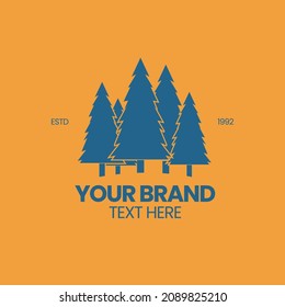 Spruce label for company, club, team logo needs with orange background