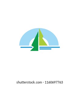 spruce and lake vector logo