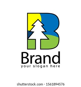 Spruce Letter B Logo. Vector Illustration on white background